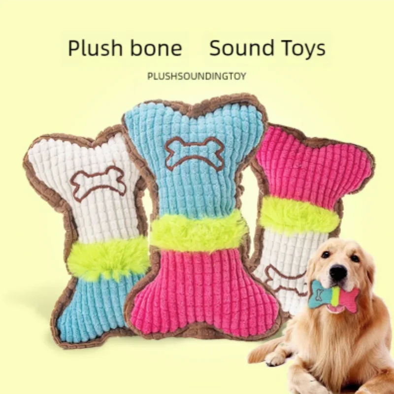 1PC Plush Dog Squeaky Toy Bone - Teeth Cleaning Dog Chew Bone review and price